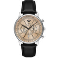 Emporio Armani Chronograph Champagner Schwarz Leder AR11634