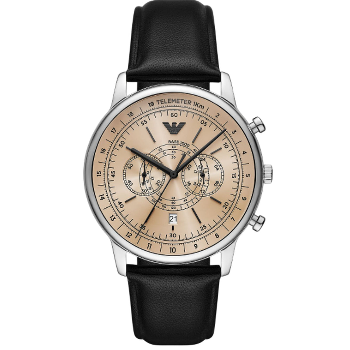 Emporio Armani Chronograph Champagner Schwarz Leder AR11634