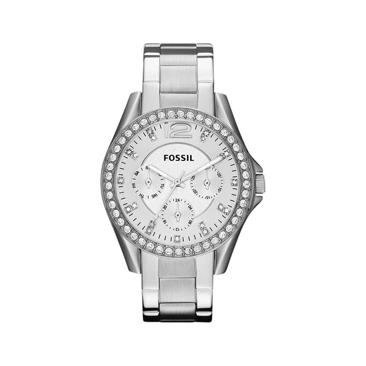 Fossil Riley Damen-Multifunktionsuhr aus silberfarbenem Edelstahl ES3202