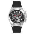 Guess Third Gear Herren-Multifunktionsuhr mit schwarzem Silikonarmband GW0334G1