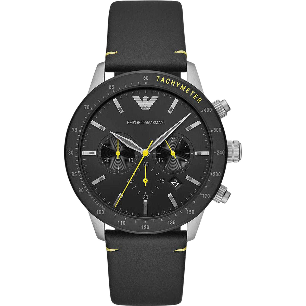 Emporio Armani Chronograph Leder Schwarz AR11325