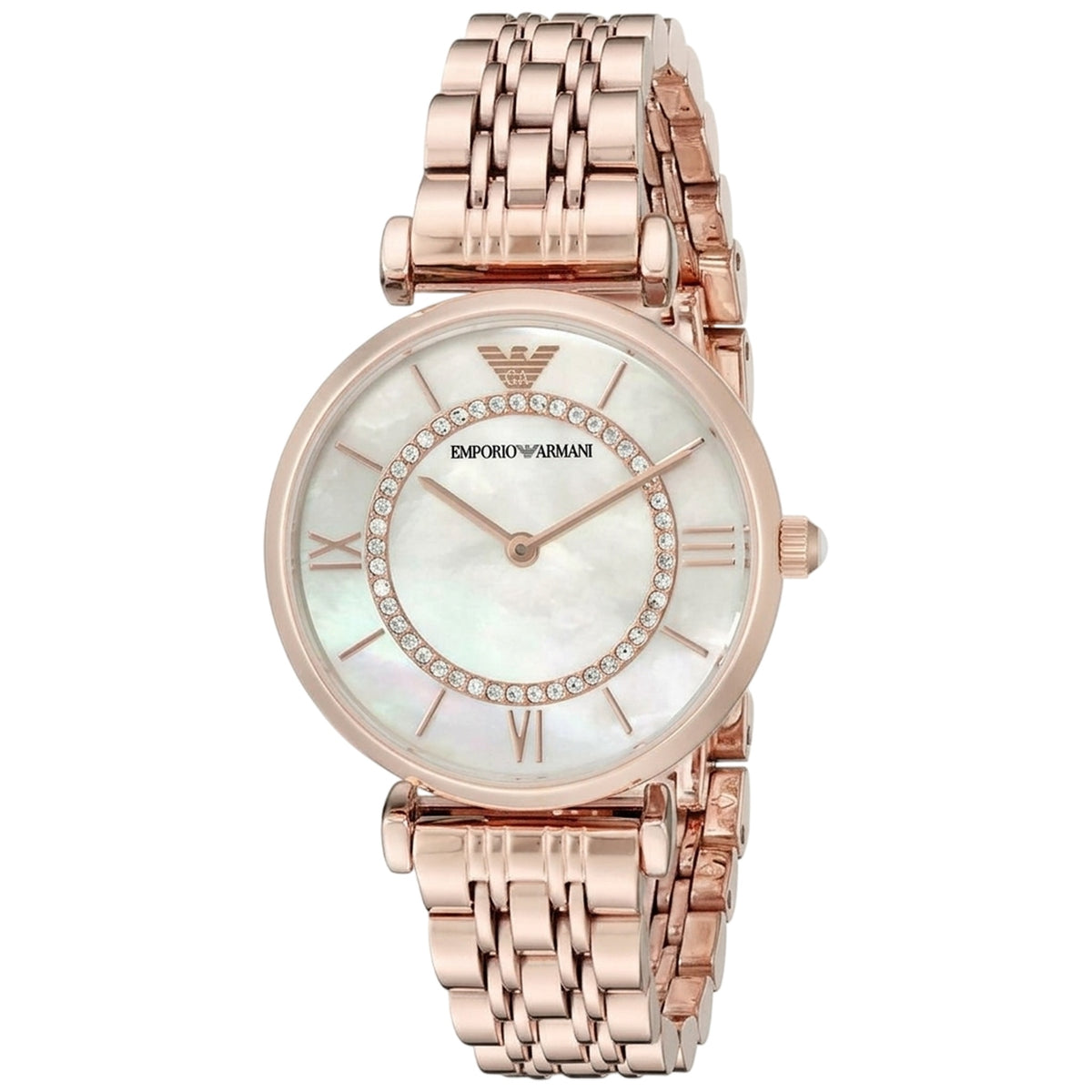 Emporio Armani Gianni T-Bar Quarzuhr Roségold Perlmutt AR1909