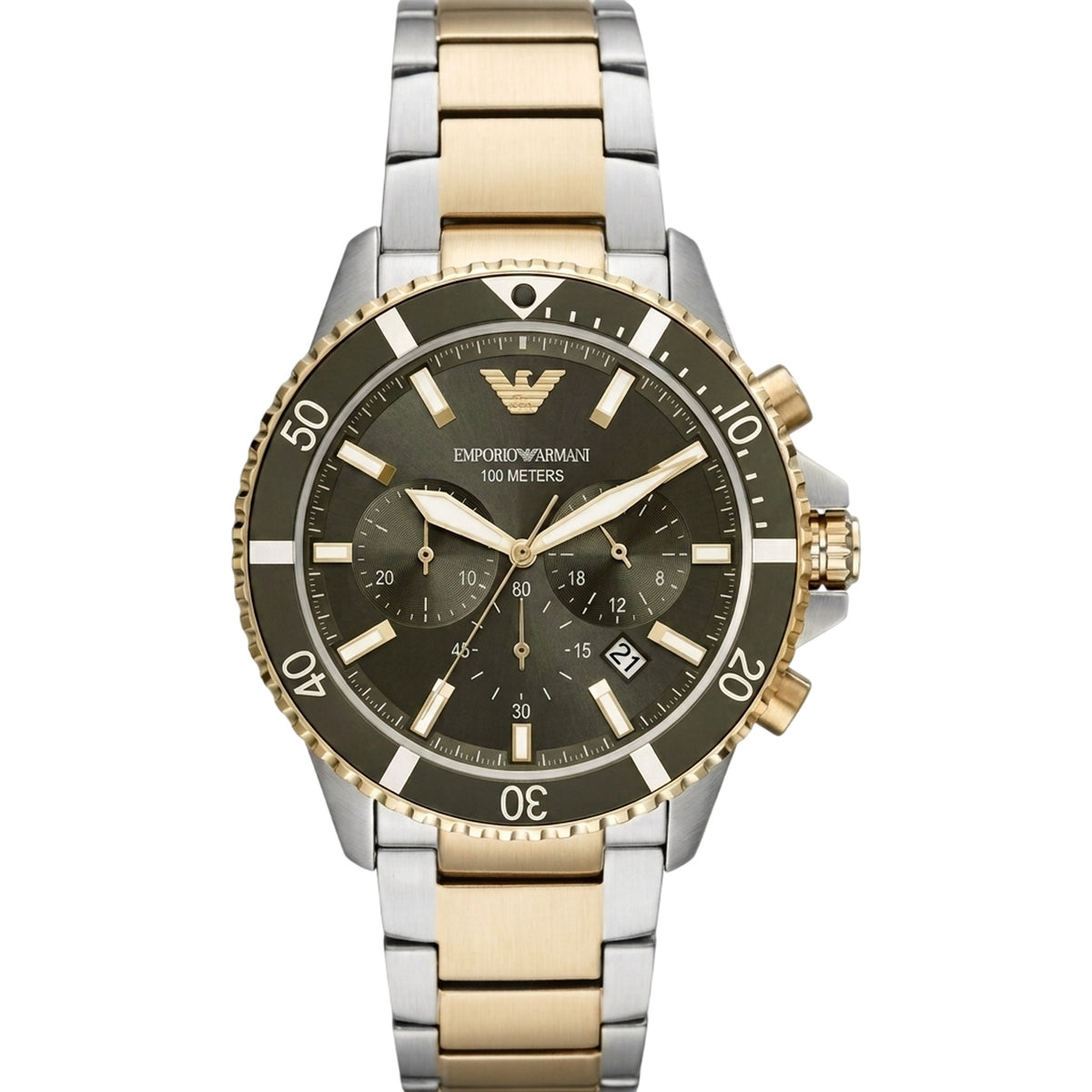 Emporio Armani Chronograph Bicolor Edelstahl Grün AR11361