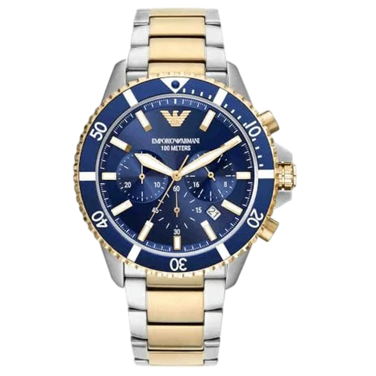 Emporio Armani World Explorer Chronograph Bicolor Edelstahl Blau AR11362