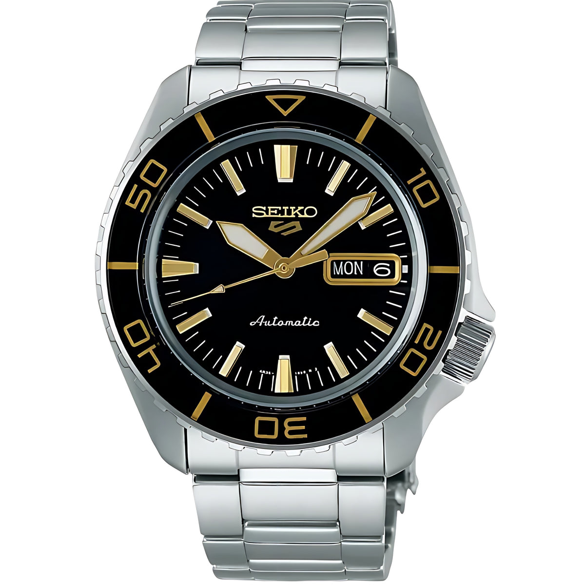 Seiko 5 Sports Automatik Schwarz Gold Edelstahl SRPK99K1