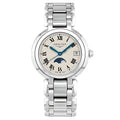 Longines PrimaLuna Moonphase Quarz-Damenuhr Silber 30,5 mm