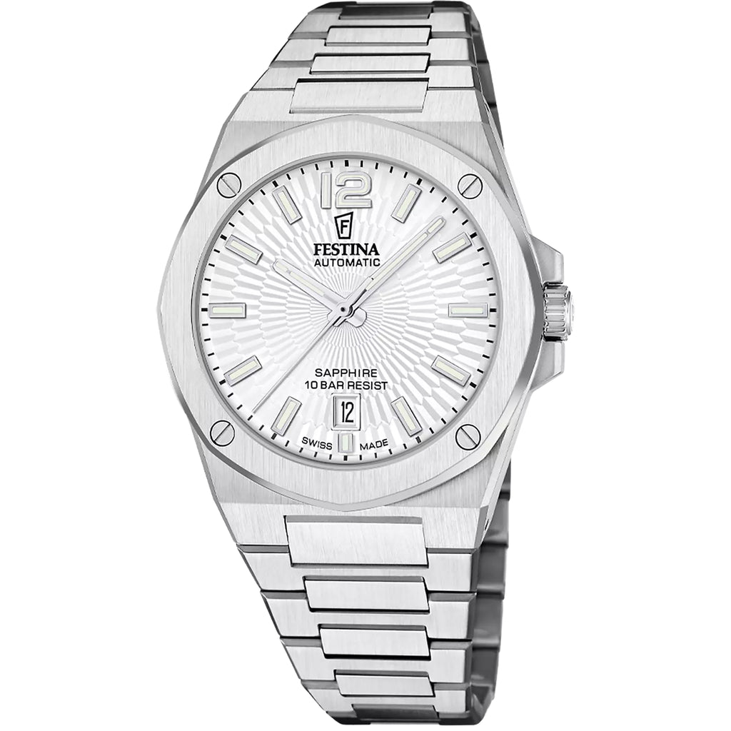 Festina Swiss Made Herrenuhr Automatik F22004 Edelstahl Armband