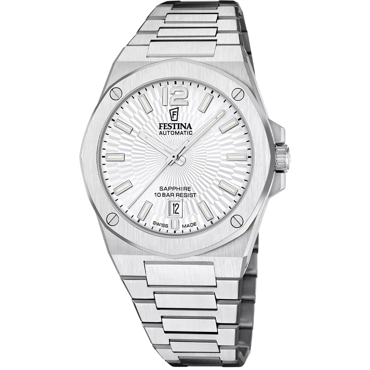 Festina Swiss Made Herrenuhr Automatik F22004 Edelstahl Armband