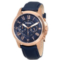 Fossil Grant Herren-Chronograph mit blauem Lederband FS4835