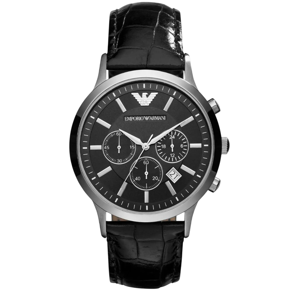 Emporio Armani Chronograph Schwarz Leder AR2447