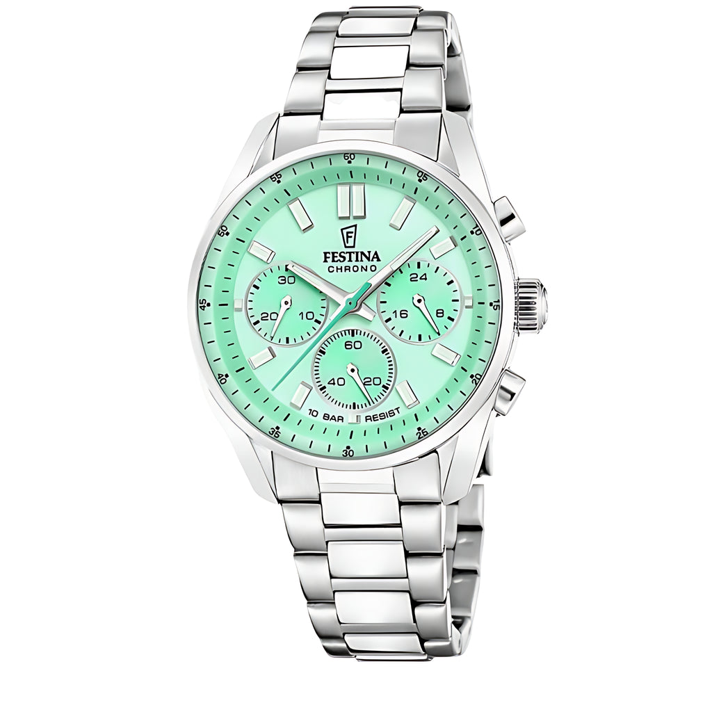 Festina Boyfriend Chronograph Damenuhr Türkis-Grün Edelstahl F20753/1