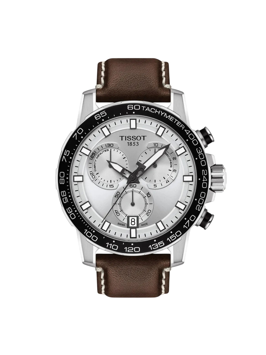 Tissot Herrenuhr Supersport Chrono Silber Braun Leder T125.617.16.031.00