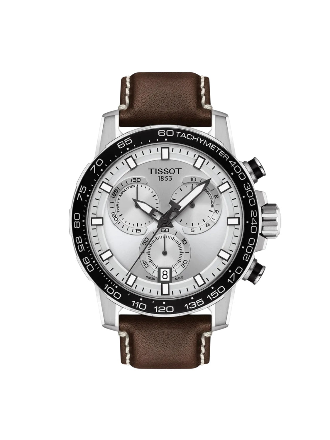 Tissot Herrenuhr Supersport Chrono Silber Braun Leder T125.617.16.031.00