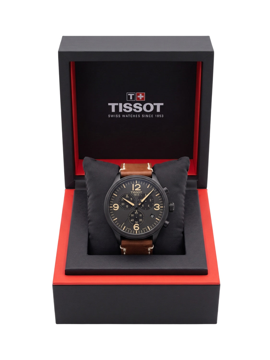Tissot Herrenuhr Chrono XL Schwarz Braun Leder T116.617.36.057.00