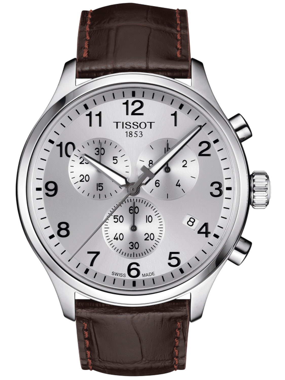 Tissot Herrenuhr Chrono XL Classic Silber Braun Leder T116.617.16.037.00