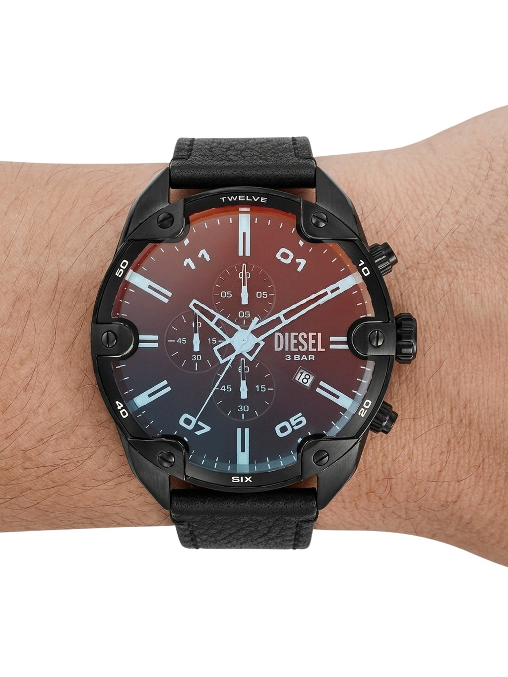 Diesel Spiked DZ4667 Chronograph Herrenuhr Schwarz