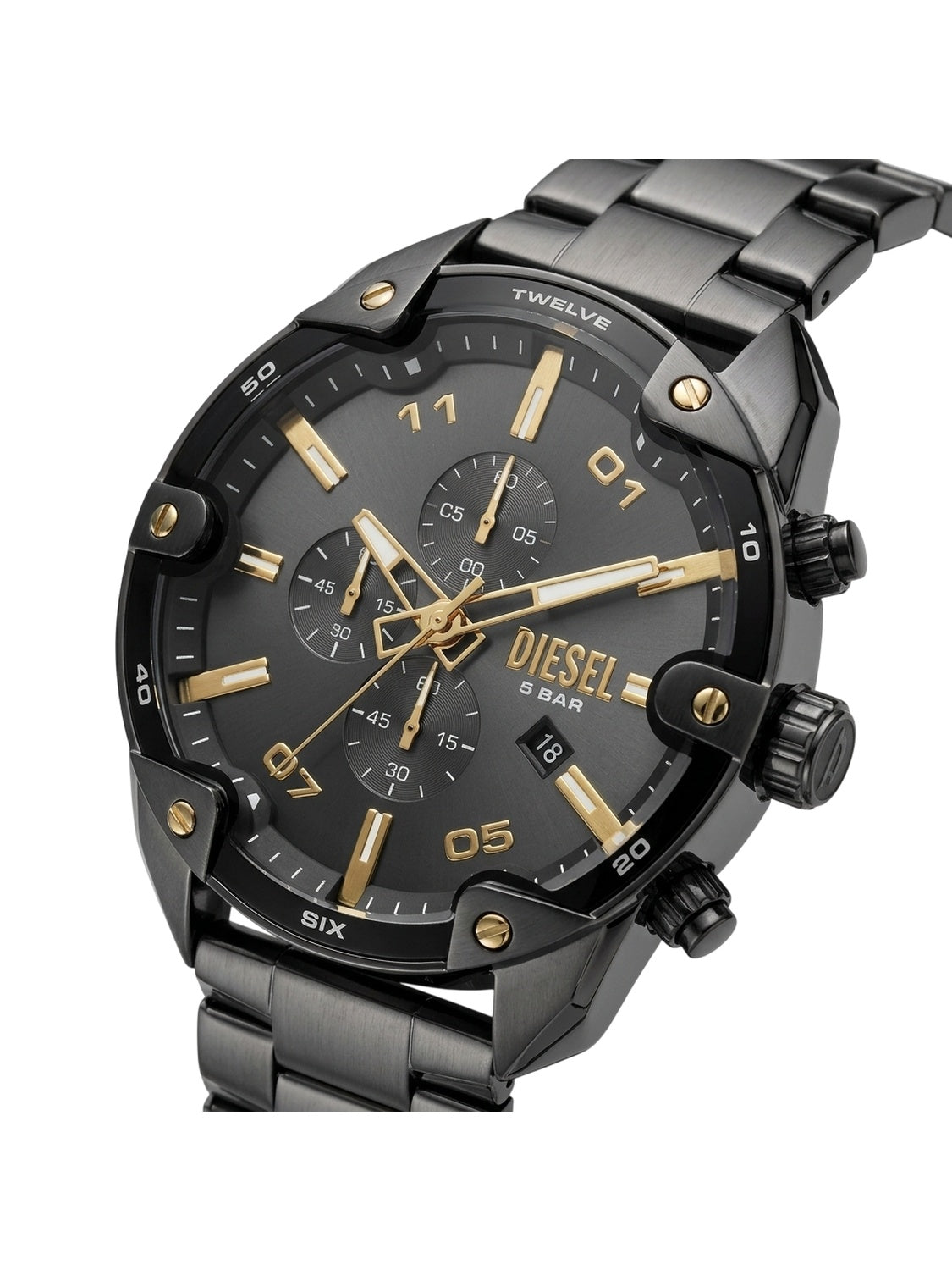 Diesel Spiked DZ4669 Chronograph Herrenuhr Gunmetal
