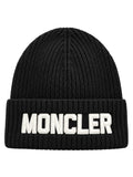 Moncler Mütze aus Wolle Schwarz mit Logo
