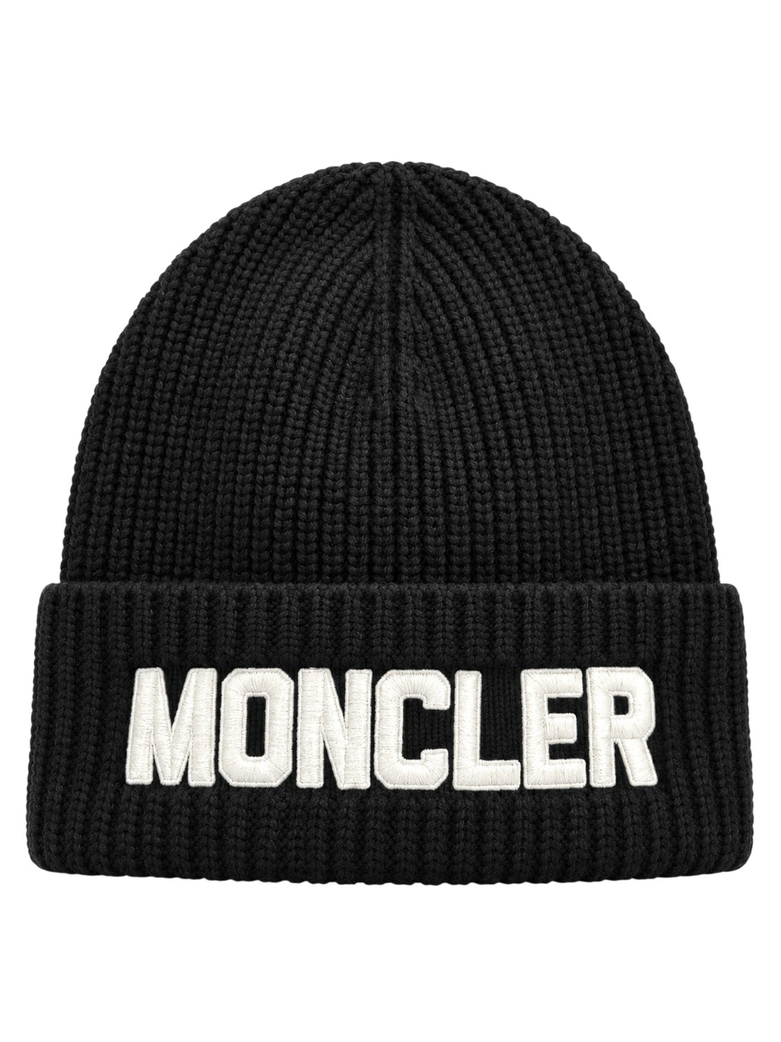 Moncler Mütze aus Wolle Schwarz mit Logo