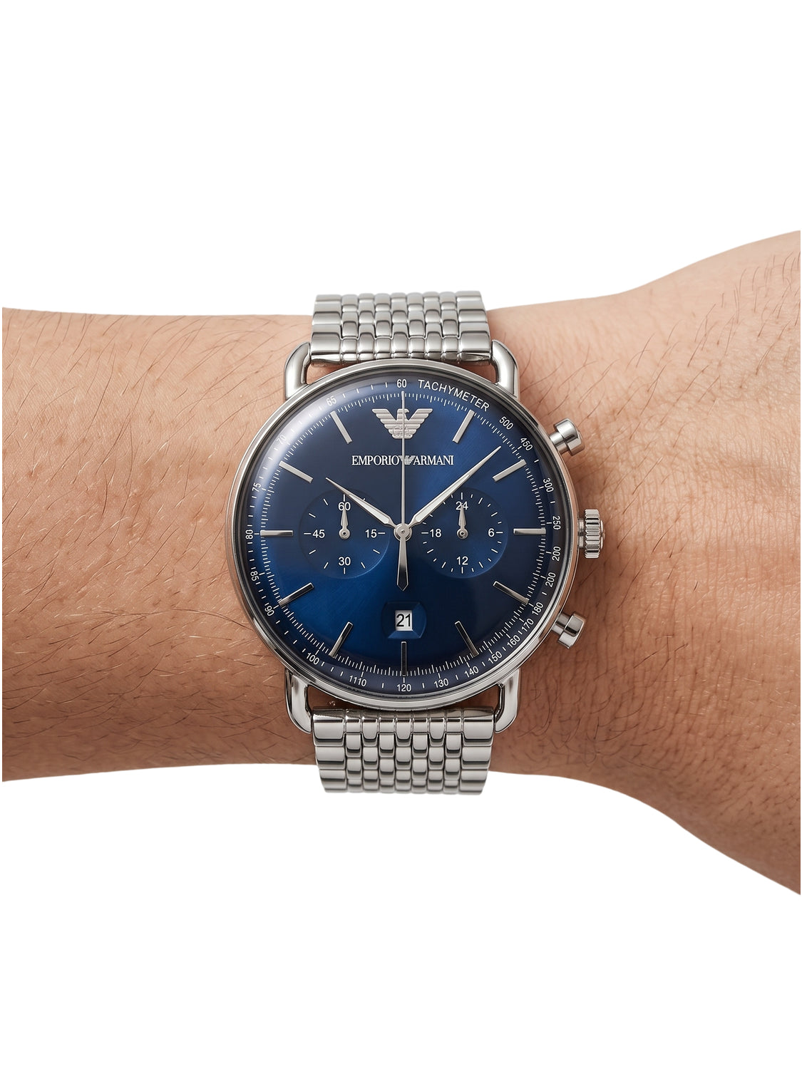 Emporio Armani Aviator Chronograph Edelstahl Blau AR11238