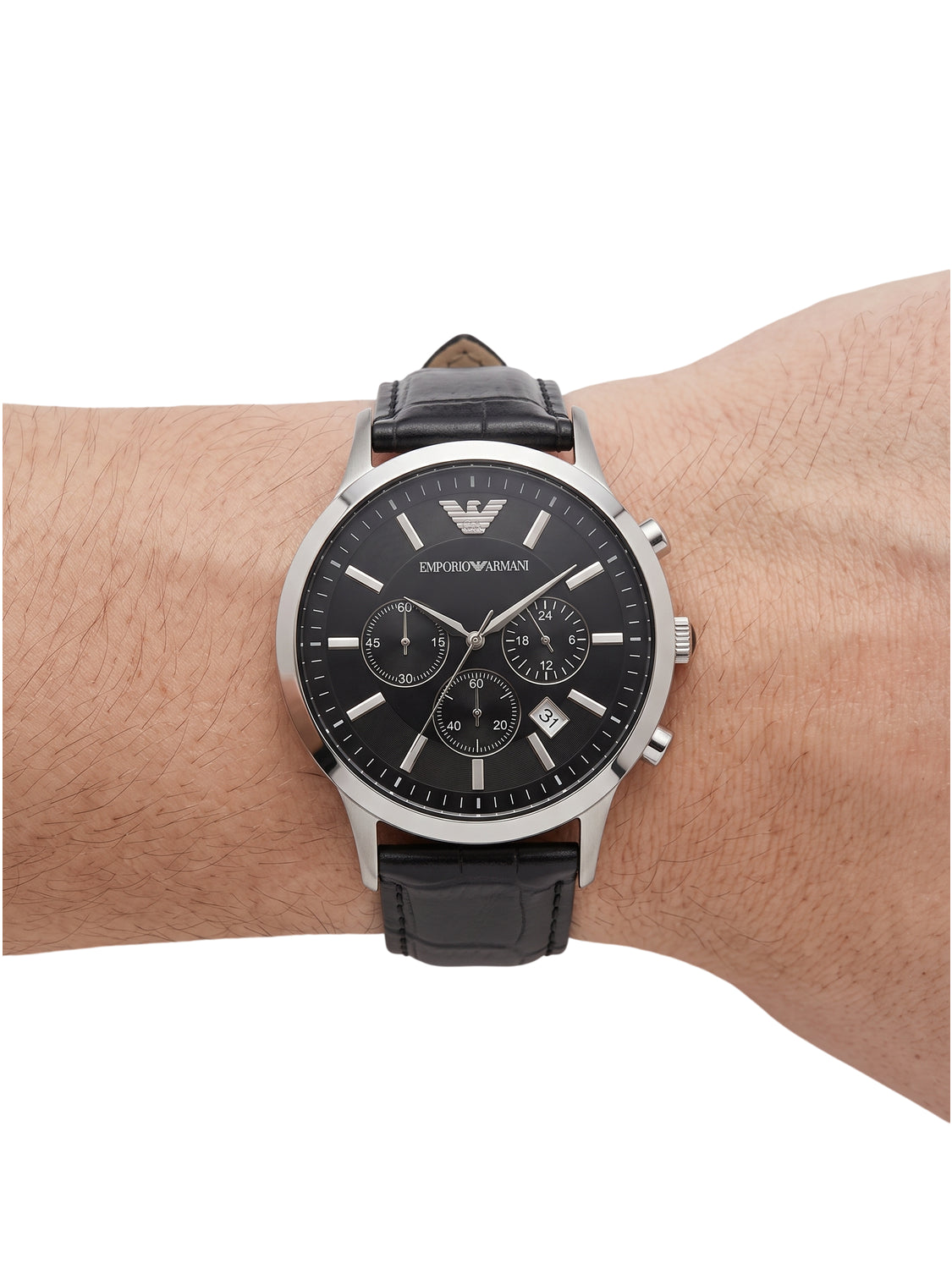 Emporio Armani Chronograph Schwarz Leder AR2447
