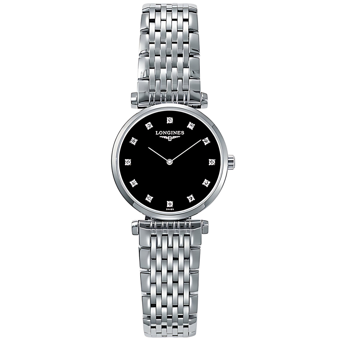 Longines La Grande Classique de Longines Quarz-Damenuhr Schwarz Diamanten 24 mm