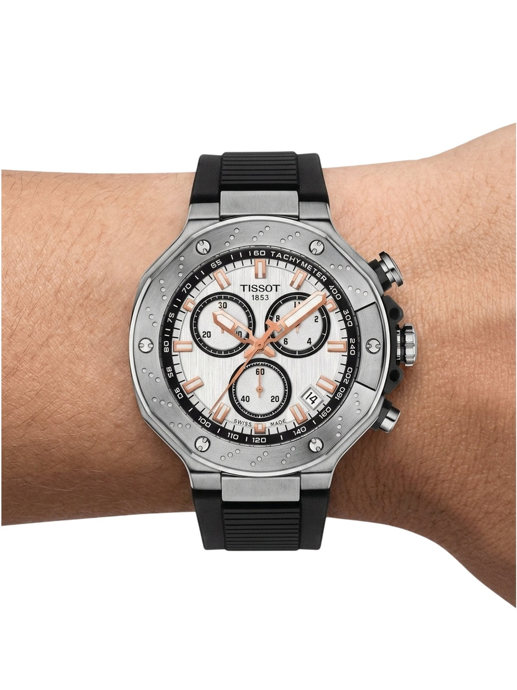 Tissot Herrenuhr T-Race Chronograph Weiß Schwarz Silikon T141.417.17.011.00