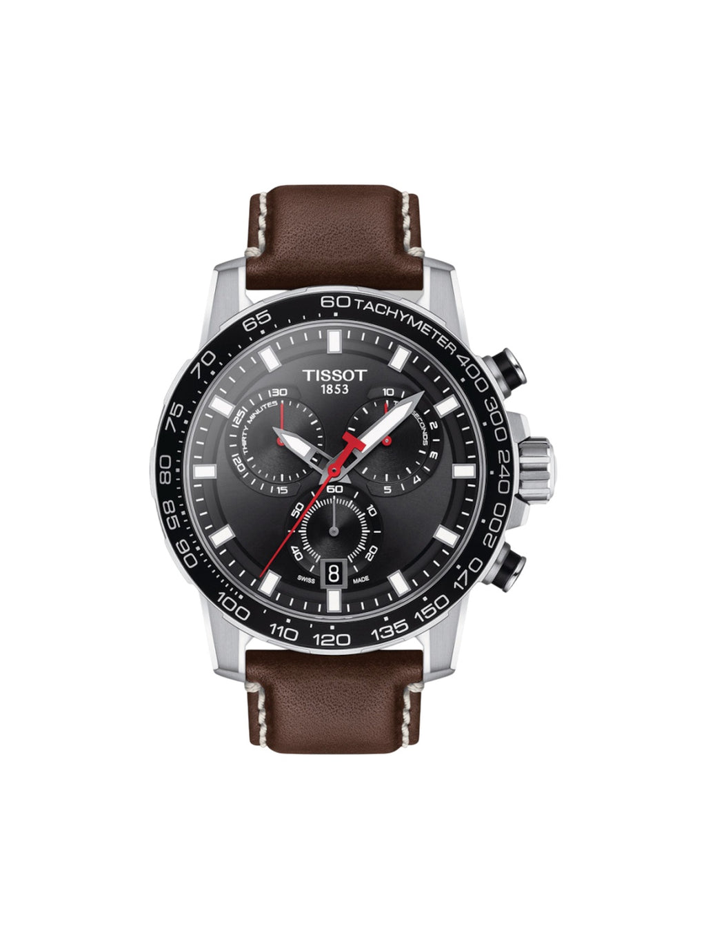 Tissot Herrenuhr Supersport Chrono Schwarz Braun Leder T125.617.16.051.01