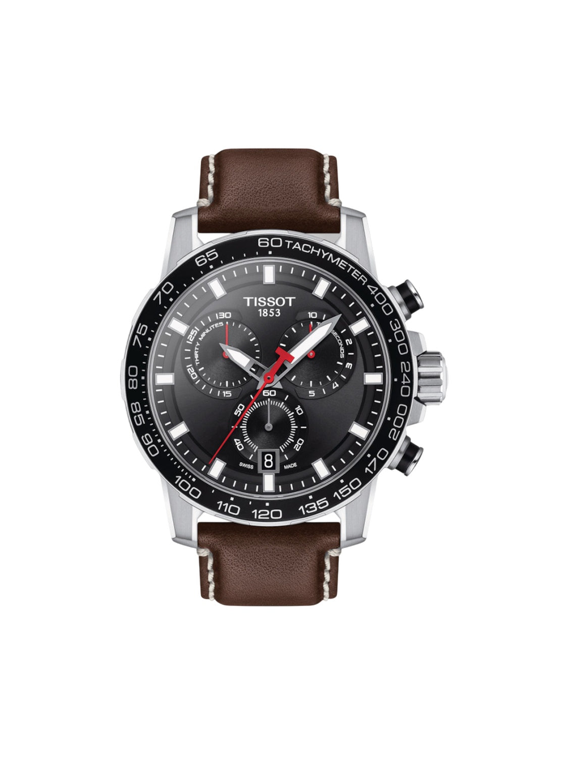 Tissot Herrenuhr Supersport Chrono Schwarz Braun Leder T125.617.16.051.01
