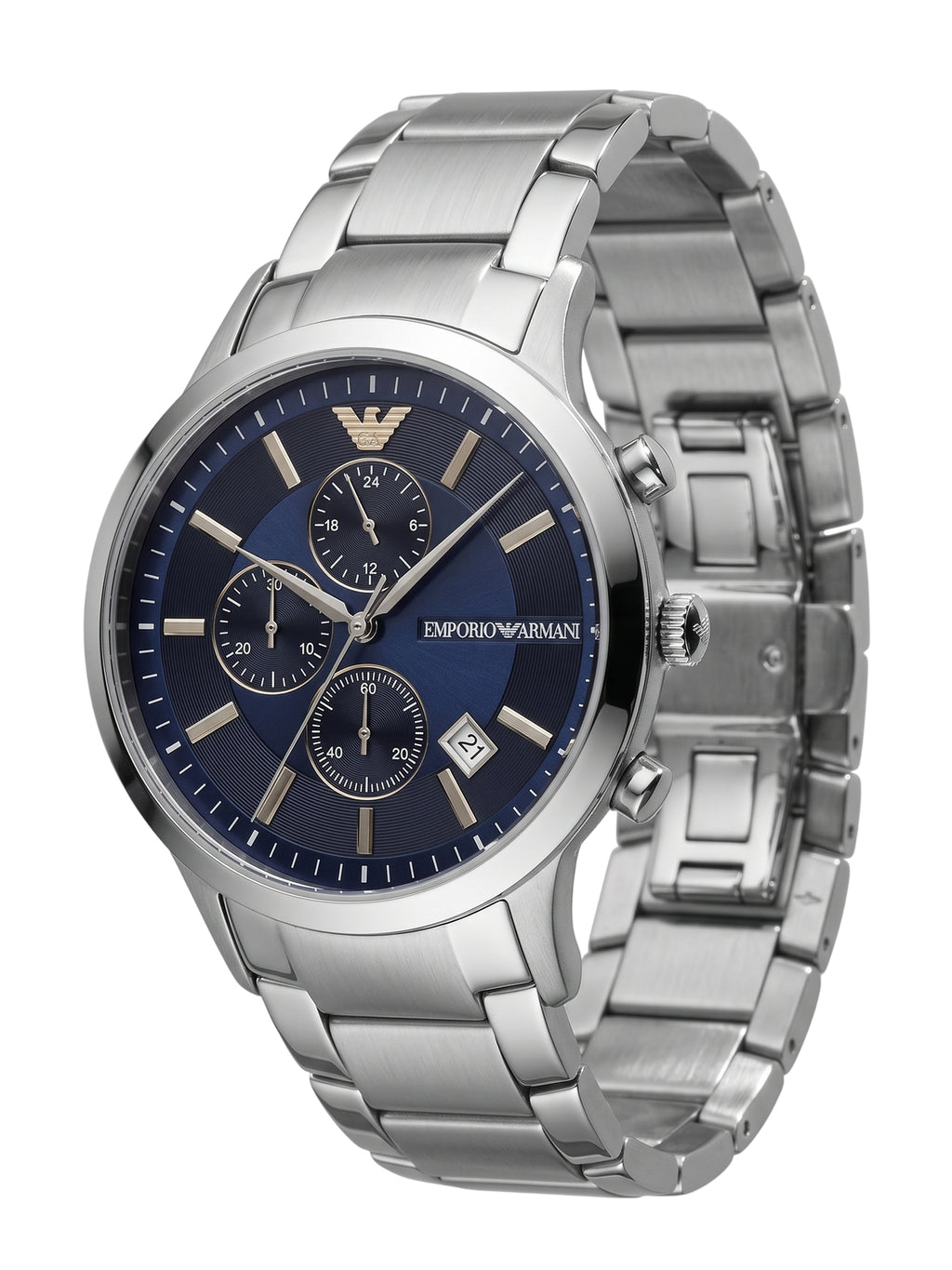 Emporio Armani Renato Chronograph Herren silber blau