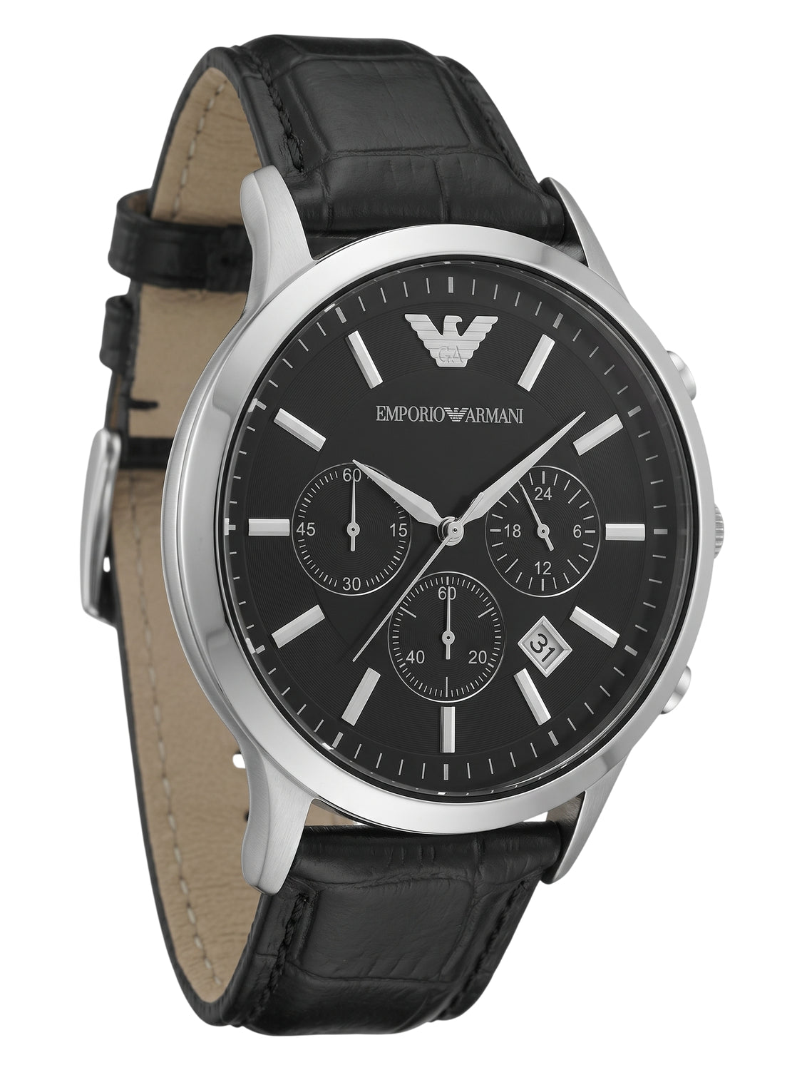 Emporio Armani Chronograph Schwarz Leder AR2447
