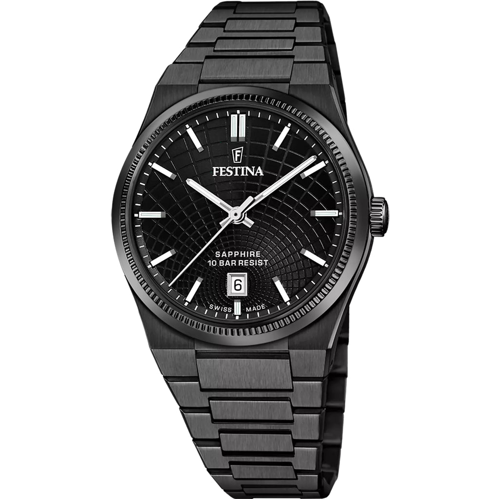 FESTINA SWISS MADE HERREN UHR NUEVA I-SIZE F20080/1 EDELSTAHL ARMBAND