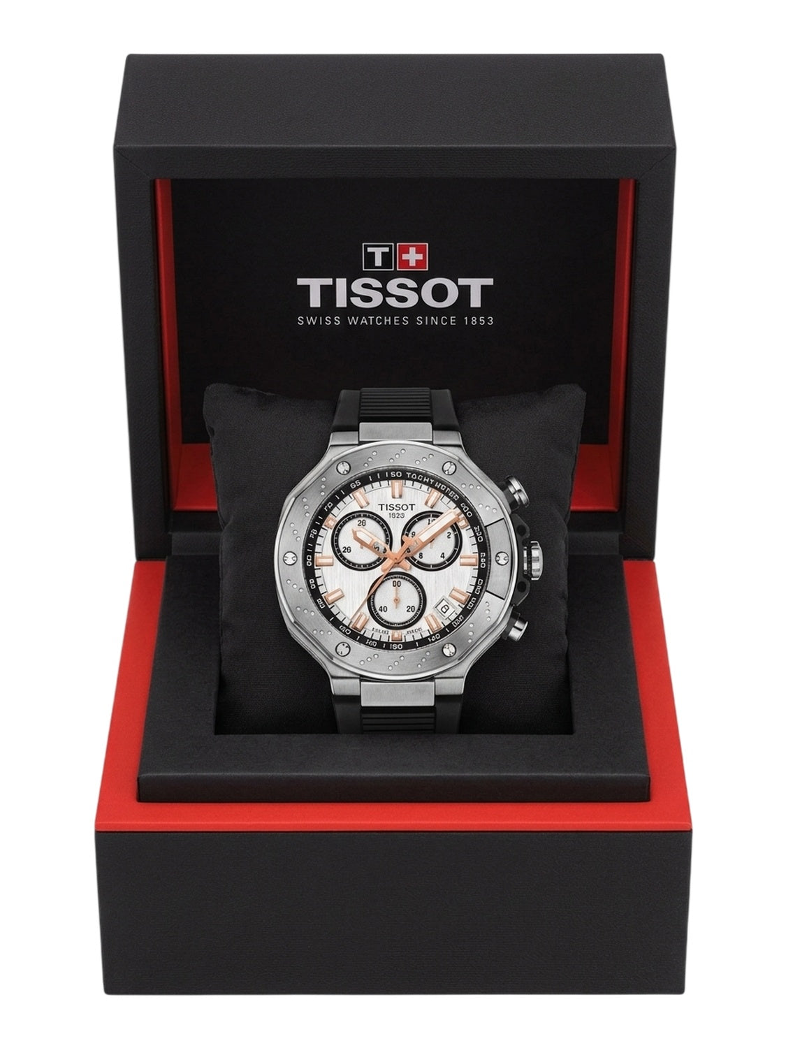 Tissot Herrenuhr T-Race Chronograph Weiß Schwarz Silikon T141.417.17.011.00