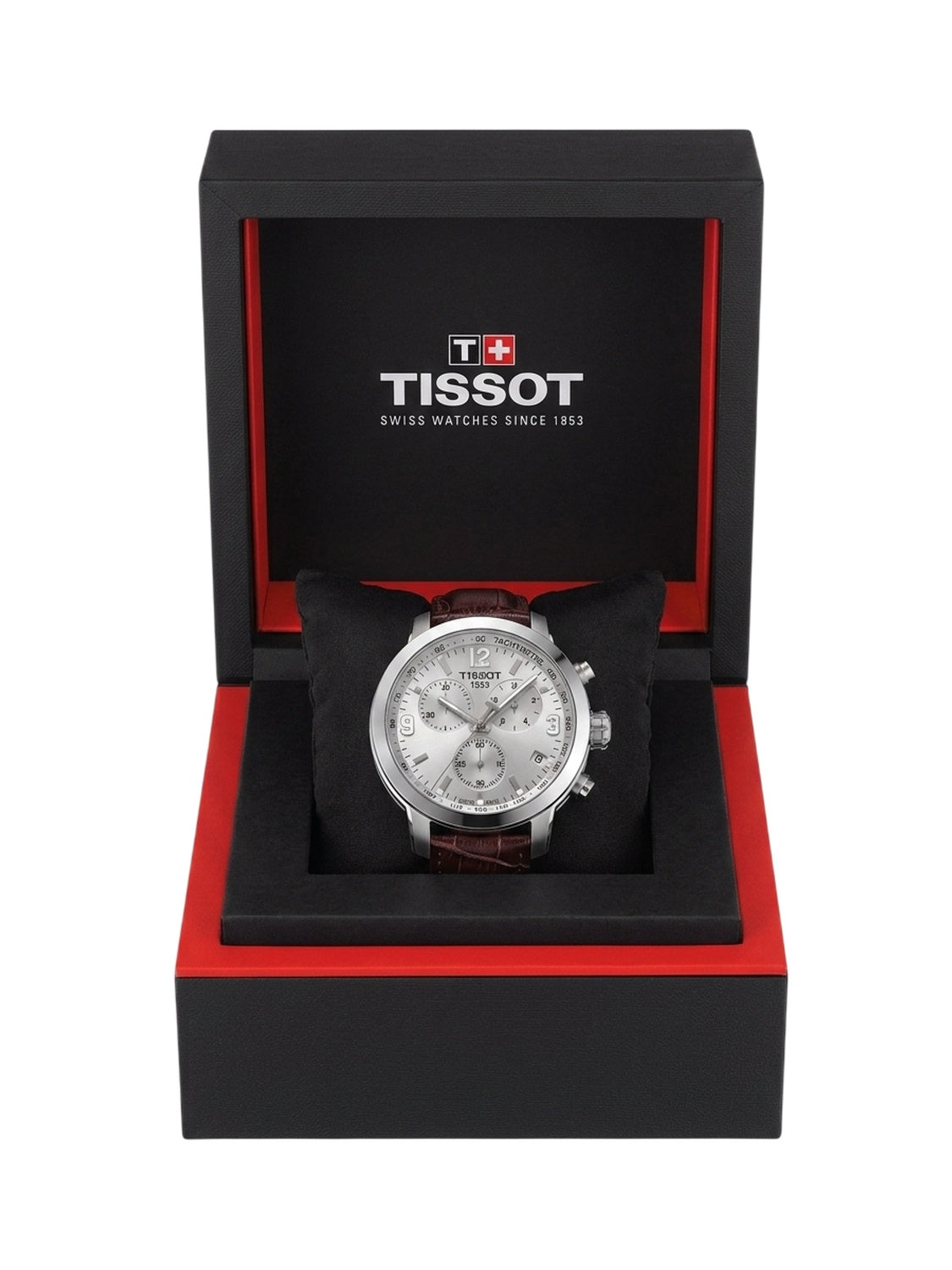 Tissot Herrenuhr PRC 200 Chronograph Silber Braun Leder T055.417.16.037.00