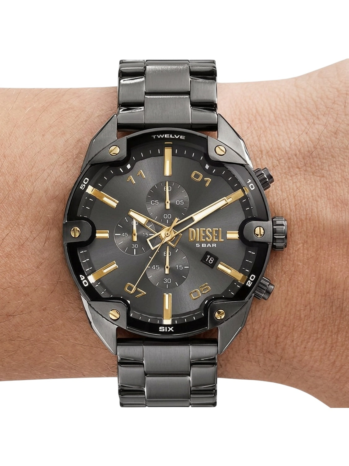 Diesel Spiked DZ4669 Chronograph Herrenuhr Gunmetal