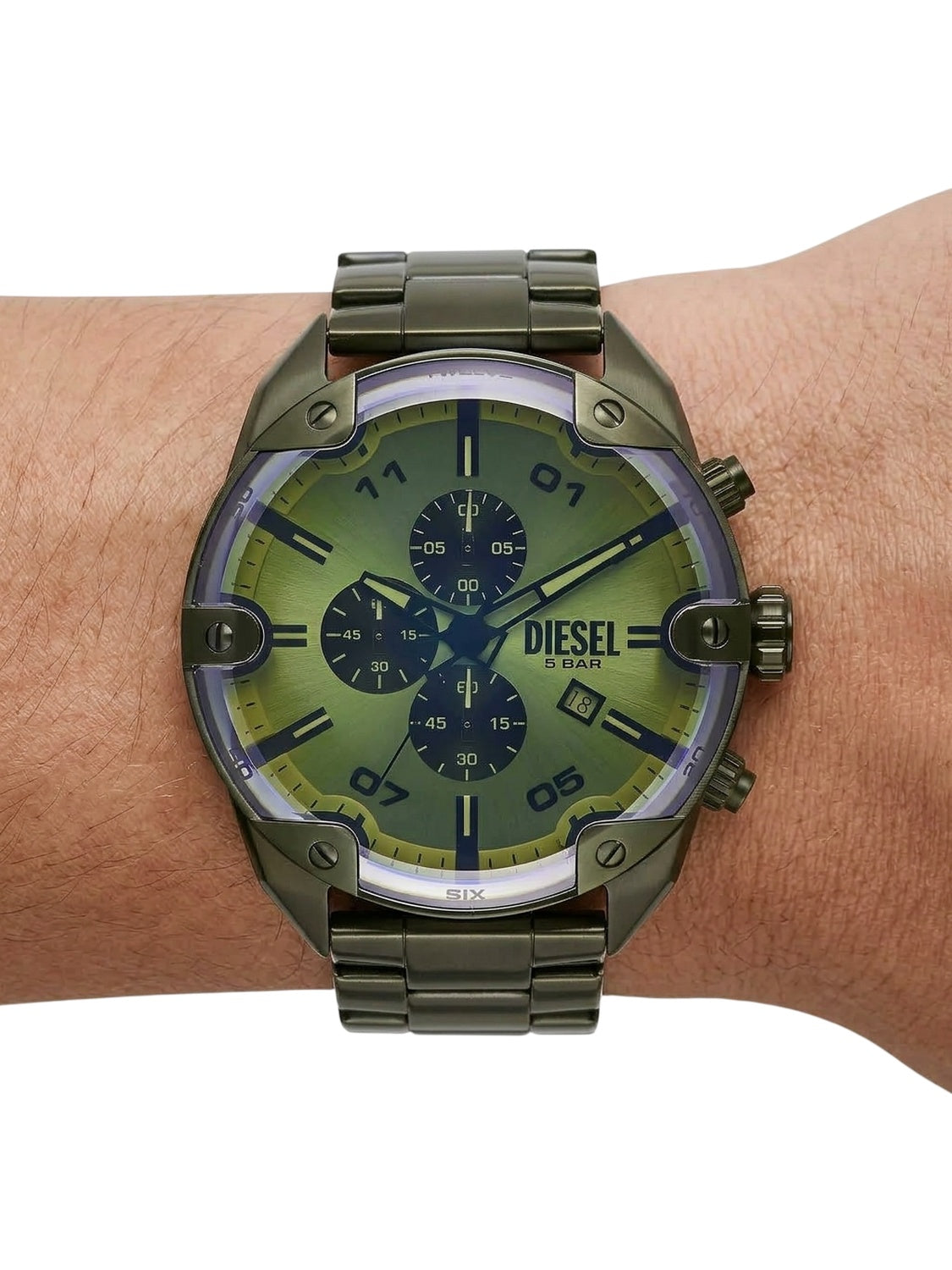 Diesel Spiked DZ4670 Chronograph Herrenuhr Grün