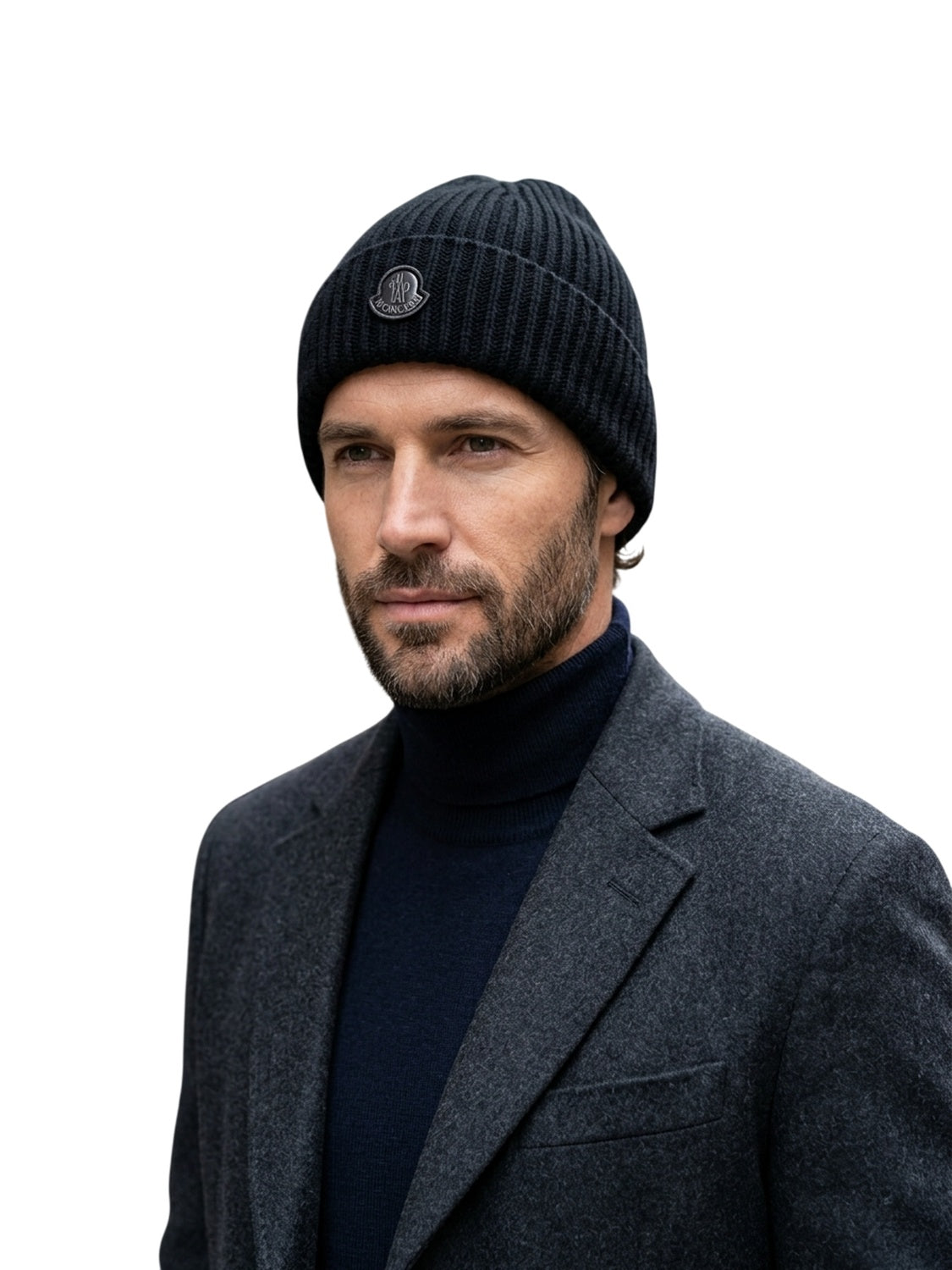 Moncler Wollmütze Schwarz mit Logo