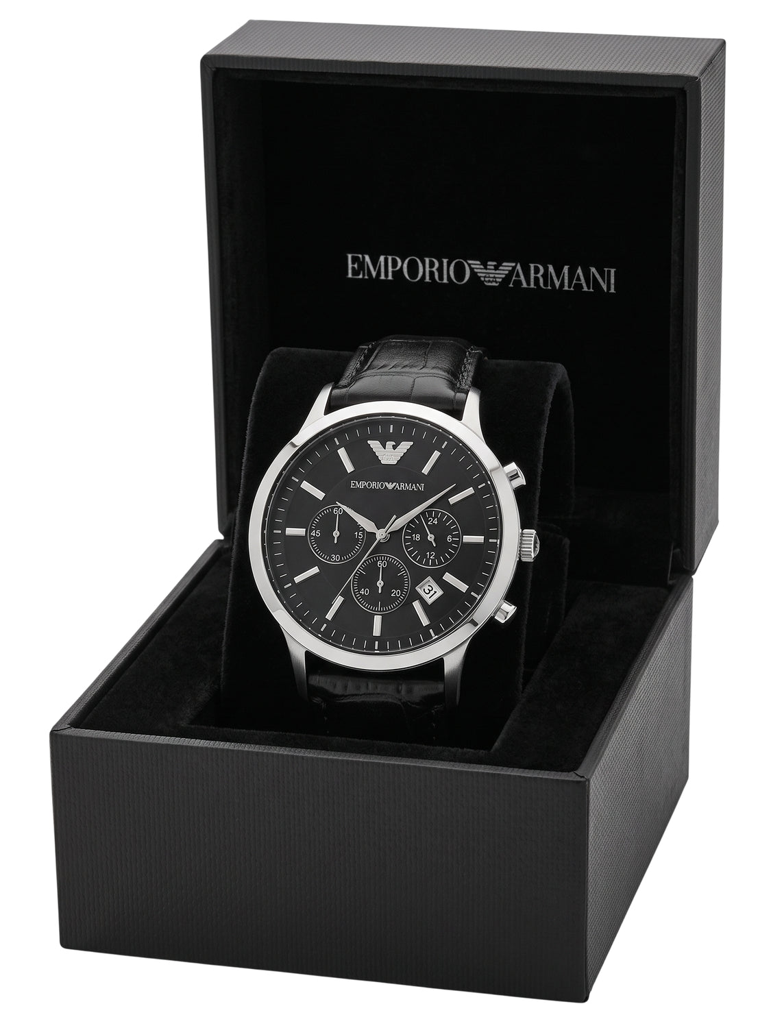 Emporio Armani Chronograph Schwarz Leder AR2447