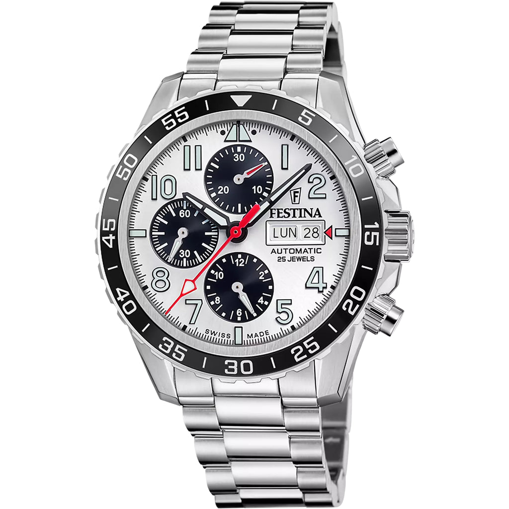Festina Swiss Made Automatik Herrenuhr Schwarz-Weiß Edelstahl F20055/1
