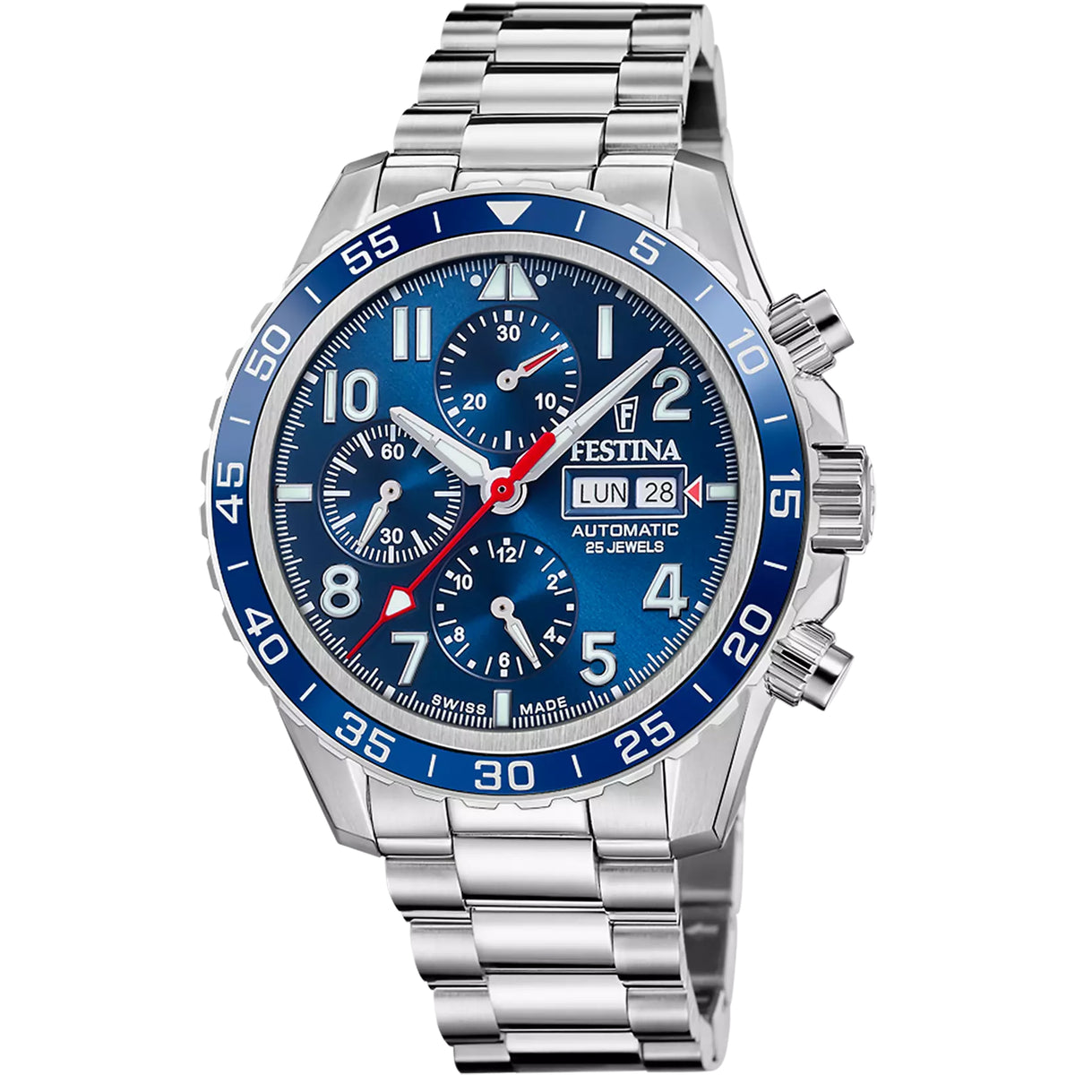 Festina Swiss Made Automatik Herrenuhr Schwarz-Weiß Edelstahl F20055/1