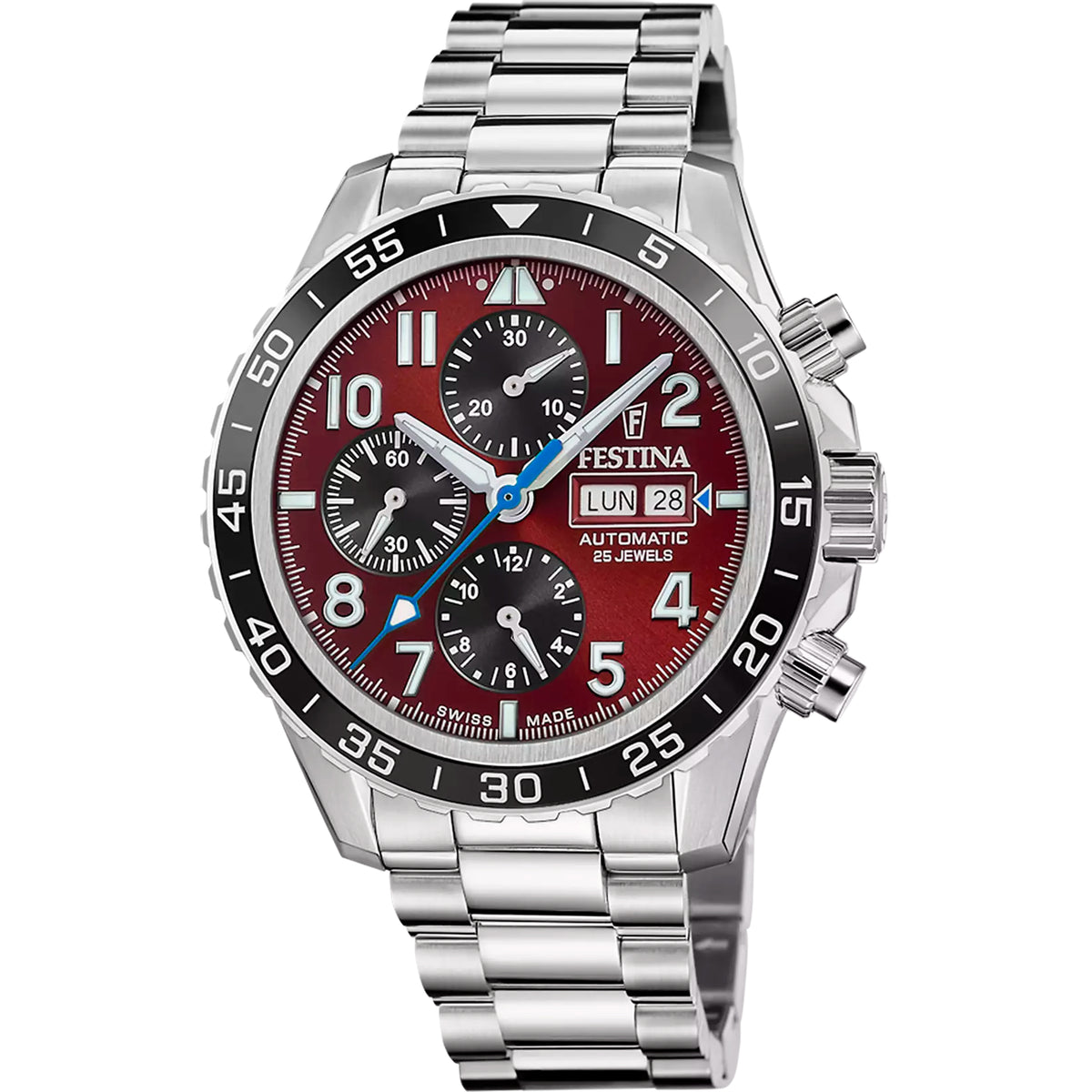 Festina Swiss Made Automatik Herrenuhr Schwarz-Weiß Edelstahl F20055/1