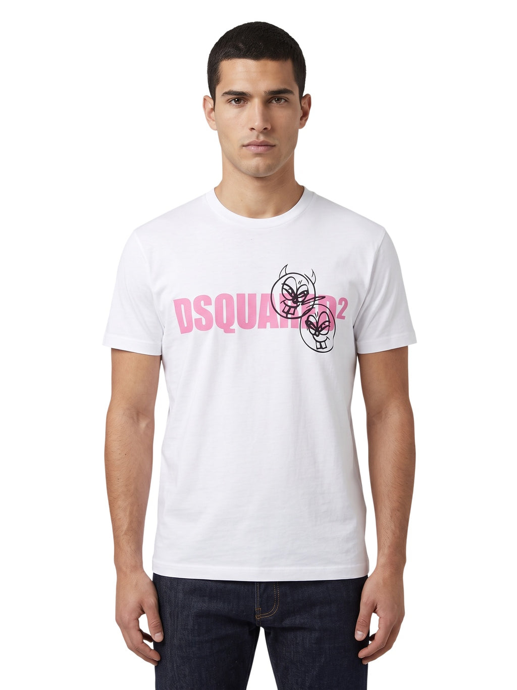 Dsquared2 Doodle Logo Face T-Shirt Herren weiß