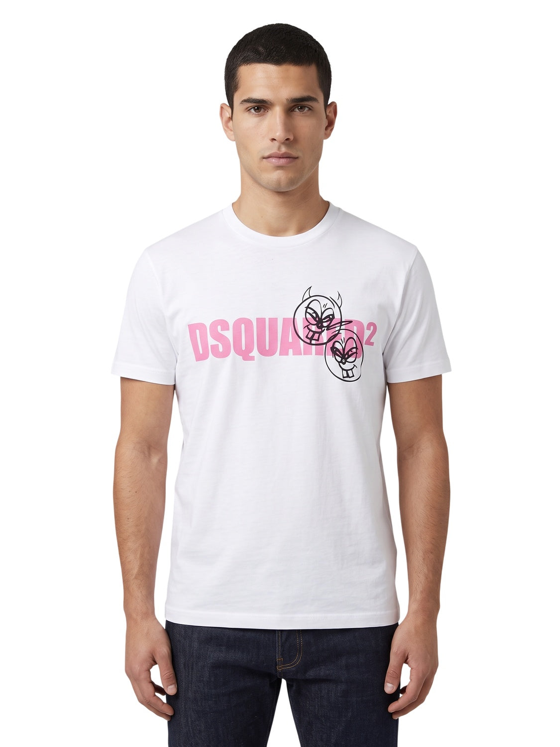Dsquared2 Doodle Logo Face T-Shirt Herren weiß