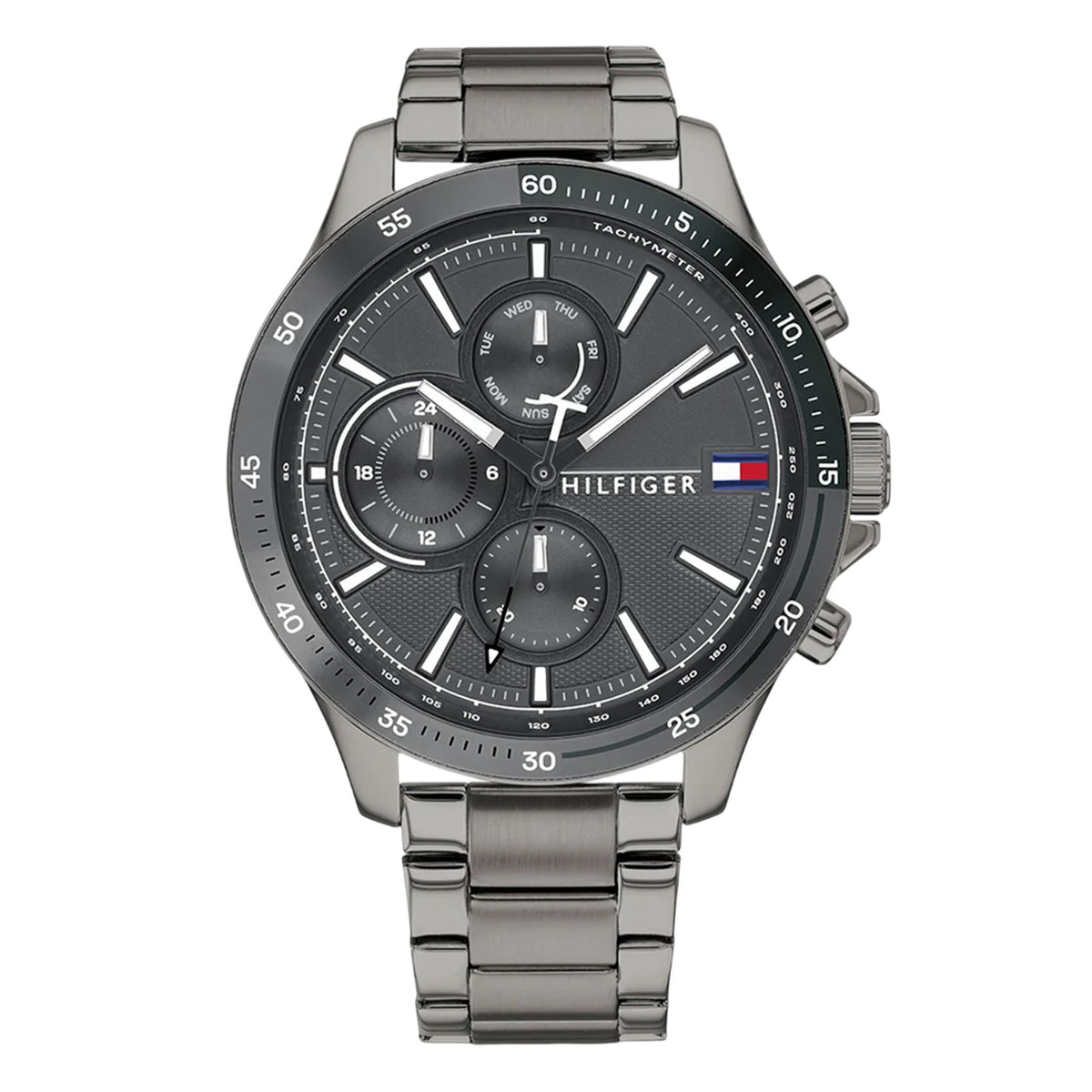 Tommy Hilfiger Bank Multifunktionsuhr Grau Edelstahl 1791719