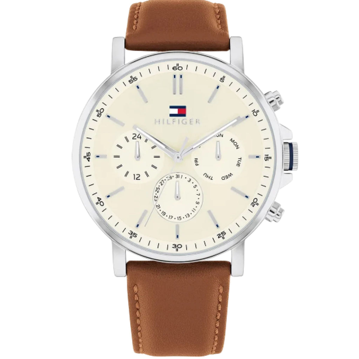 Tommy Hilfiger Tyson Multifunktionsuhr Braun Leder Beige 1792143