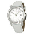 Burberry Damenuhr silber weiß Lederarmband