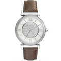 Michael Kors Caitlin Lady Damenuhr silber braun Lederarmband