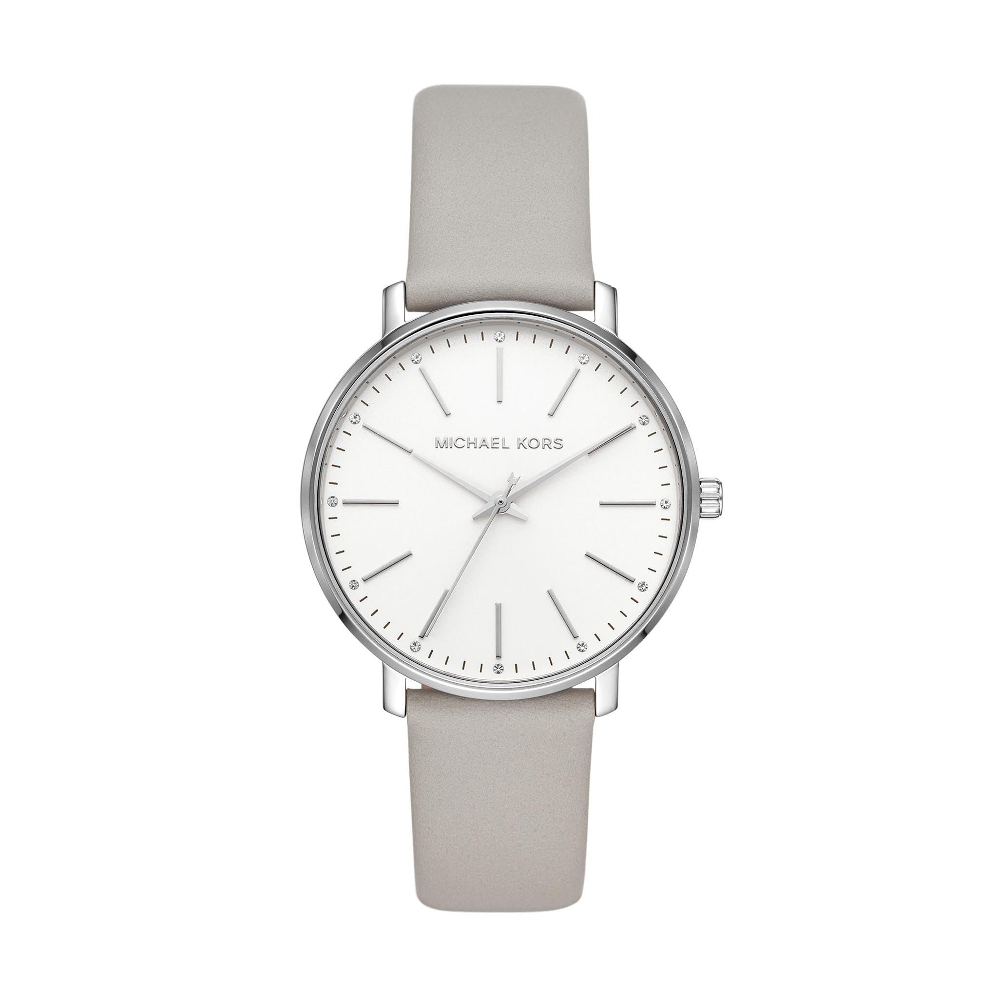 Michael Kors Jaryn Lady Damenuhr silber grau Lederarmband
