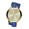 Michael Kors Slim Runway Lady Damenuhr gold blau Lederarmband