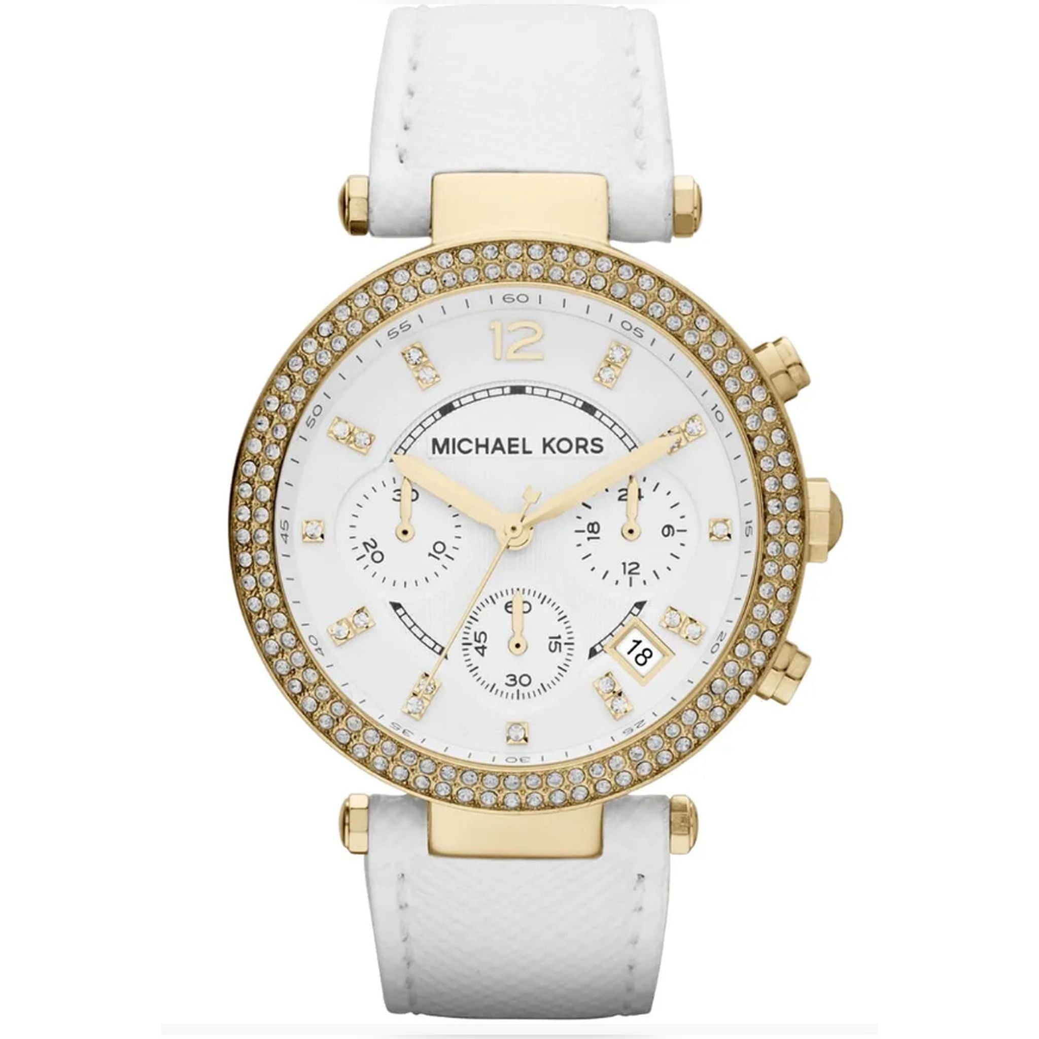 Michael Kors Parker Chronograph Lady Damenuhr gold weiß
